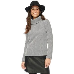 J. CREW |‎ Black and White Long Sleeve Funnel Neck Pullover Top Sz. Medium